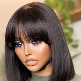 Bob Wig Brésilien Avec Frange HD Straight Hair