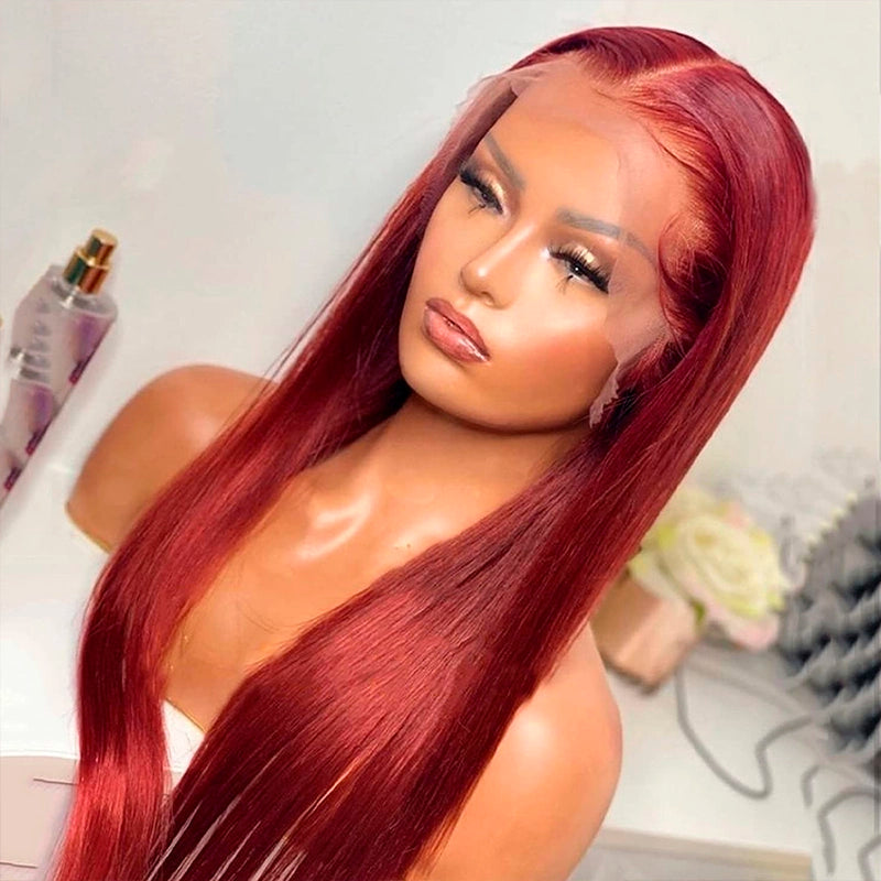 Perruque Brésilienne Straight Hair HD Lace  Burgundy – #99J